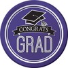 Creative Converting 320075 Graduation School Spirit Purple Dessert Plates, 7",