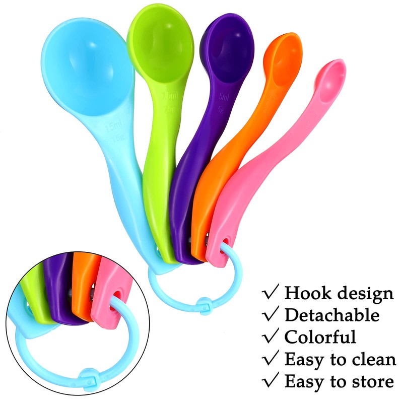 20 Pieces Plastic Colorful Measuring Cup Spoons for Kitchen Cooking