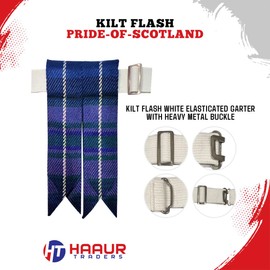 Men's Tartans Kilt Flashes with Heavy Buckle Elastic Adjusters Fit Pride Of Scotland