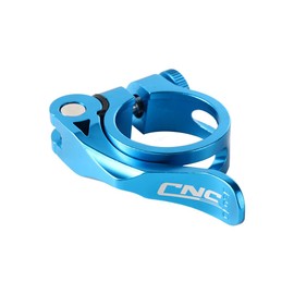 Abrazadera de tubo de asiento de bicicleta de aleación de aluminio, 31,8 mm y 34,9 mm, ajustable de liberación rápida (azul)