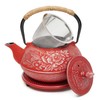 Juvale Japanese Cast Iron Teapot with Infuser - Red, 27