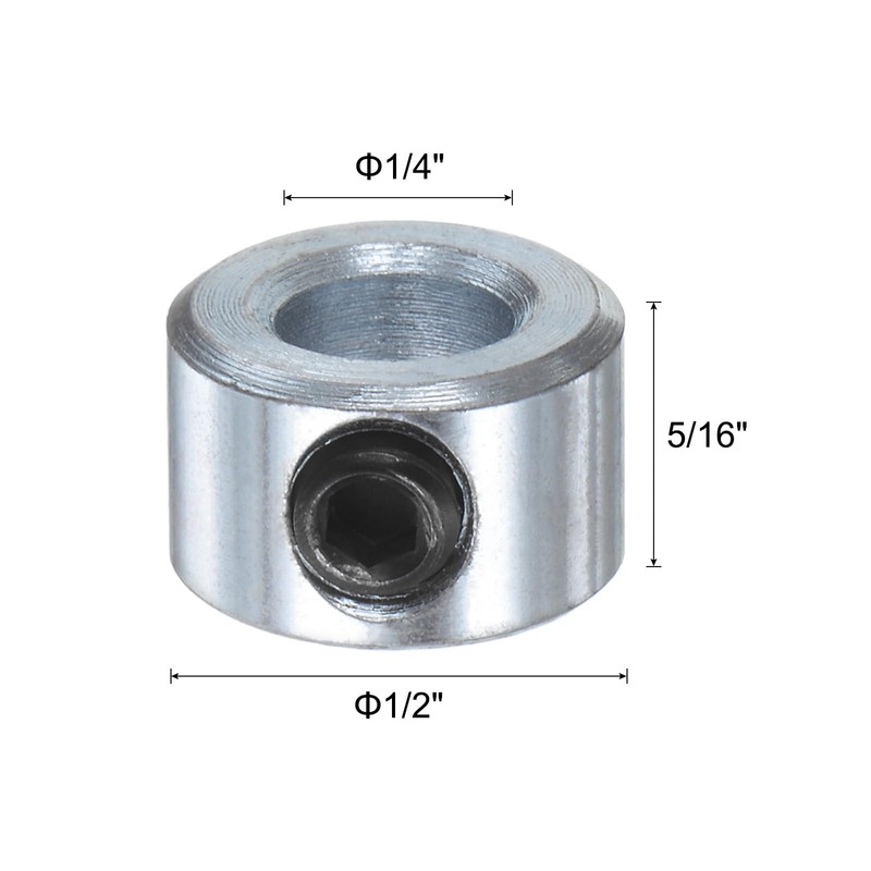 sourcing map 2pcs Set Screw Collars 1/4" Bore Carbon Steel