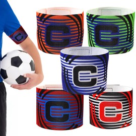 UNINGYI Pack of 5 Captain's Armband Football, Adjustable Captain's Armband Children's Football, Player's Armband Elastic Captain's Armband Football for Adults Junior Many Sports