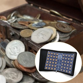 PAKESI 480 Pockets Coin Album with Zipper,20 Pages Leather Coin Collection Book Coin Collecting Holder,Coins Collection Organizer for Collectors,3x3cm/1.2x1.2inch,Black