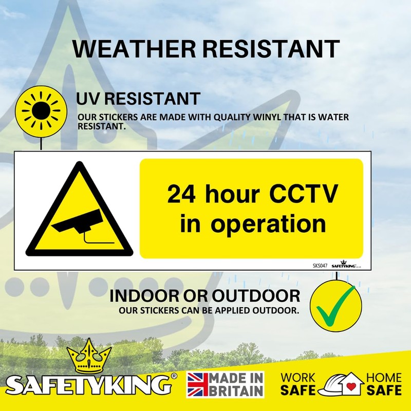 SAFETYKING® 4 PCS CCTV STICKER (HORIZONTAL) CCTV Sign Security Sticker