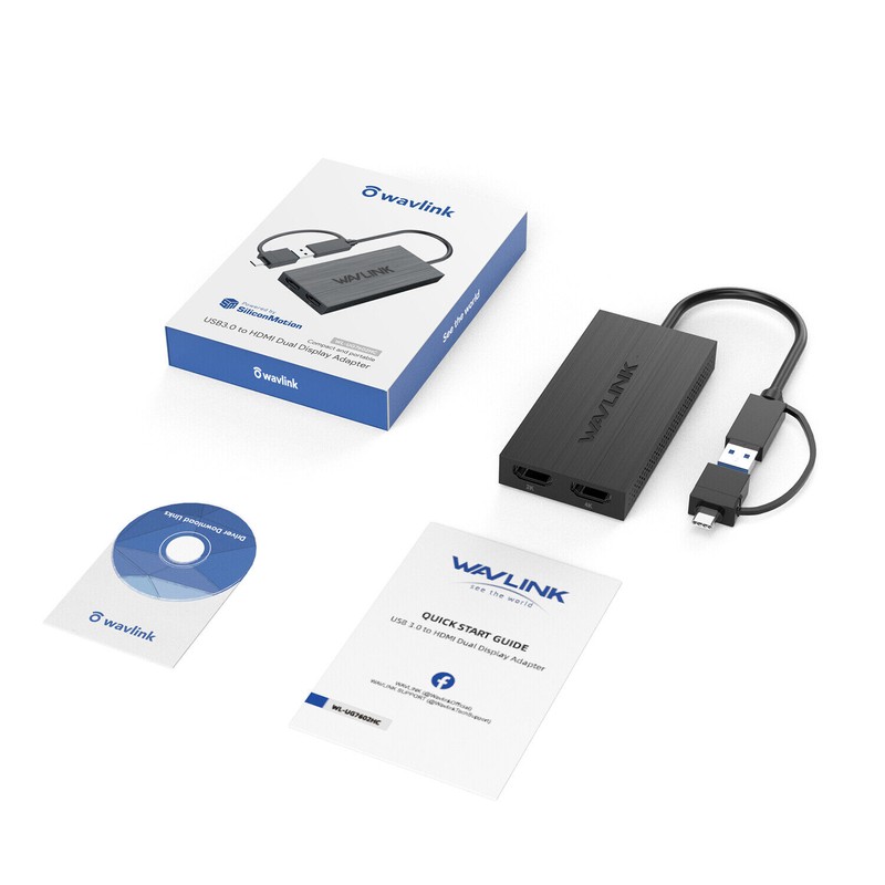 Wavlink USB 3.0/USB C to HDMI Adapter for Dual Monitors