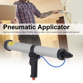 banapoy Pneumatic Caulking Gun, 600ml Air Powered Caulk Gun Aluminum Alloy Sausage Caulking Gun, Caulking Gun with 6 x Nozzle, for Building Decoration, Ships Containers