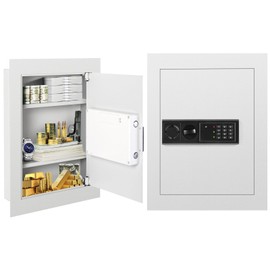 IRONMAX Wall Safe, Flat Recessed Hidden Wall Mount Safe Security Box w/LED Lights & Digital Electronic Lock, 22’’ Home Safe in Wall Safe between Studs for Firearms, Money, Cash, Jewelry, Passport