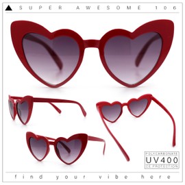 Girls Kid Size Heart Shape Lolita Valentine Love Sunglasses [2-Pack] Red & Dark Pink