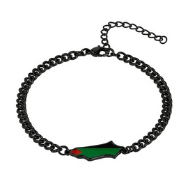 Oneress Adjustable Palestinian Pride Bracelet, Red Green Black Beads with Stylish Cuban Chain, Middle Eastern Resistance Jewelry, Spiritual & Ethnic Identity YA5031 Black