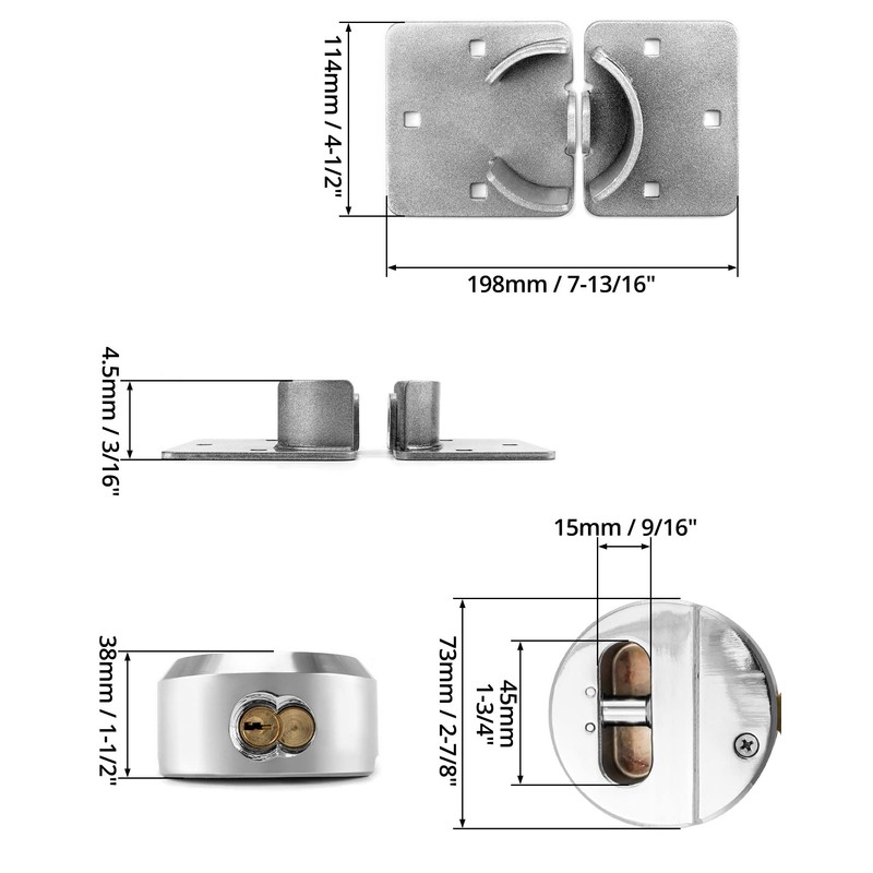 QWORK Heavy Duty Puck Lock and Hasp, High Security Steel