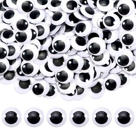 TOAOB 150pcs 1 Inch Plastic Wiggle Googly Eyes Self-Adhesive Black Round Sticker Eyes DIY Arts Crafts Scrapbooking Accessories