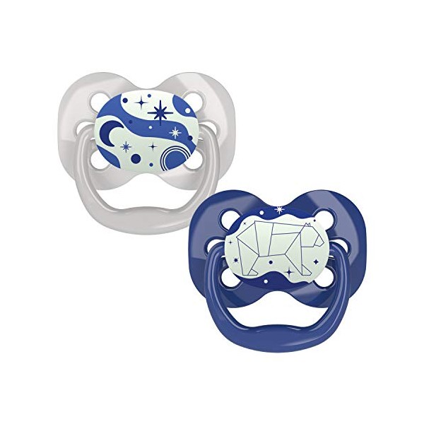 Dr. Brown's Advantage Glow in the Dark Soother, Stage 1 (0-6 months) Blue, 2 pack