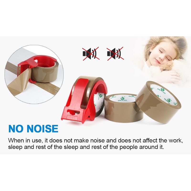 BOMEI PACK 6 Rolls Silent Brown Packing Tape, 1.88" x