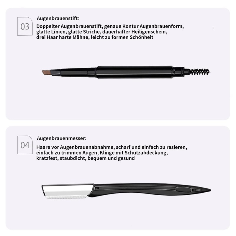 Perfect Eyebrow Set - 9 Pieces with Tweezers, Brow Pencil,