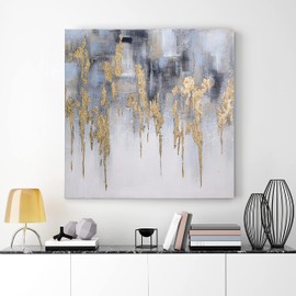 Empire Art Direct Abstract Wall Art Textured Hand Painted Canvas by Martin Edwards, Unframed, 36" x 36", Golden Lighting 1