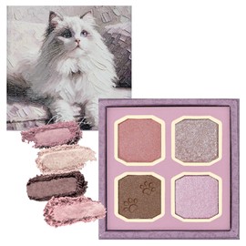 MilleFee My Kitty Eye Palette (02 Ragdoll) Cat 4 Colors Eyeshadow Glitter Purple Pink Makeup MilleFee