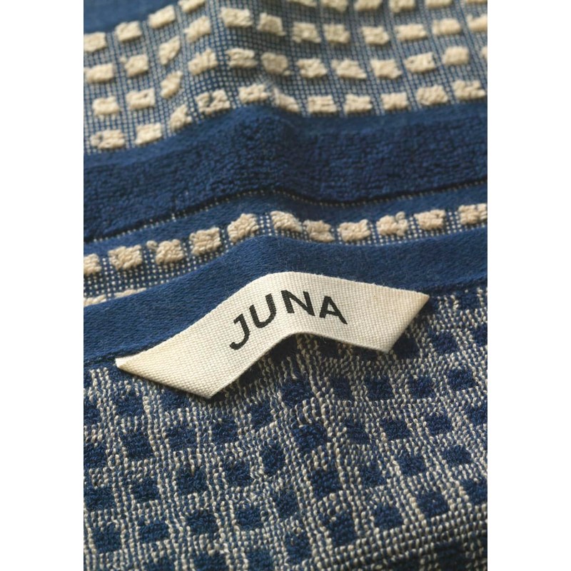 Juna Check Series Washcloth, Dark Blue/Sand, Height 12" Width: 12"