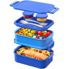 WayEee Adult Lunch Box, 2130 ml, Large Volume Bento Box, Leak-Proof Lunch Box, Adults, BPA-Free for Office, School (Blue)