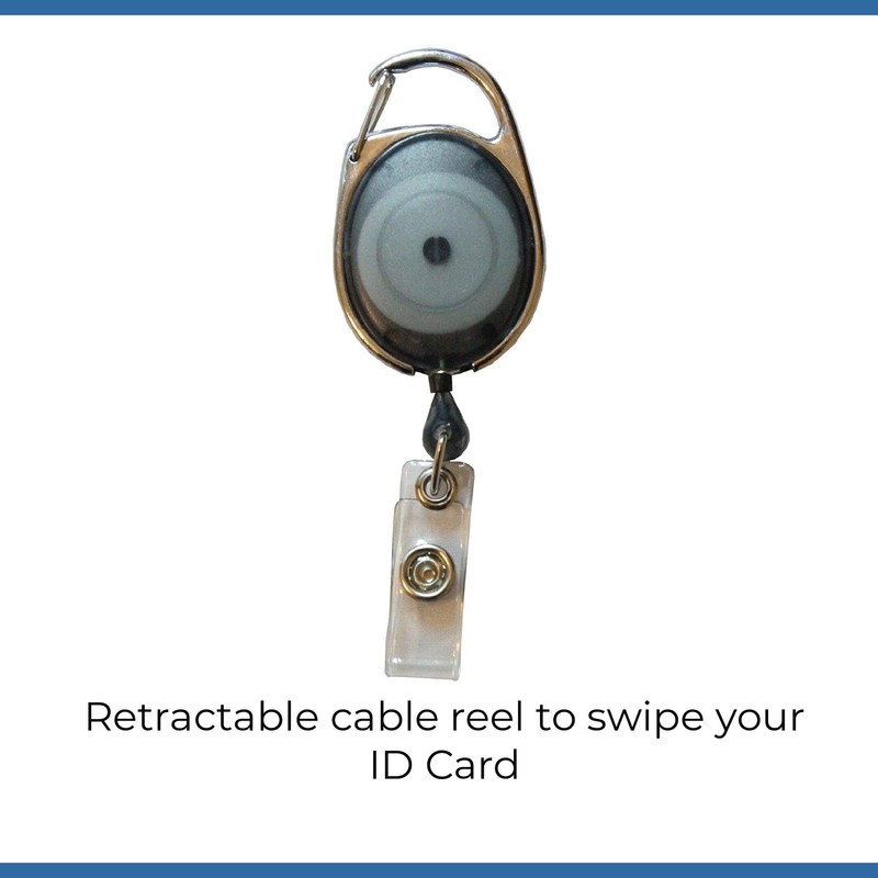 PCL Media ltd Black Retractable Badge Reel with Carabiner Clip