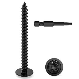 Dayalo Pack of 50 self-tapping screws, 3.9 x 38 mm, black, stainless steel flat head with disc Torx screws, self-tapping screws, drilling screws, wood screws, lens head, full thread, with drill