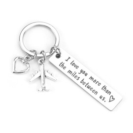 MUCOOS Couple Keychain,Long Distance Relationship Gifts,Long Distance Friend Gifts,Cute Couple Gifts,I Love You More Than The Miles Between Us,Anniversaries Gifts for Boyfriend Girlfriend