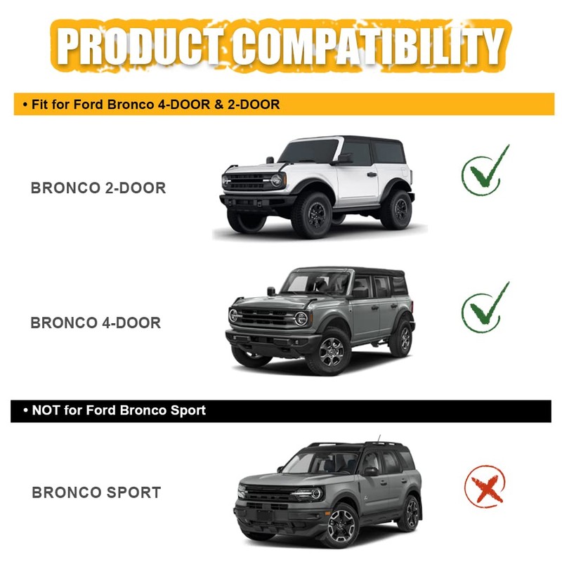 Broaddict Hood Deflector Hood Protector Fit for Ford Bronco 4-Door