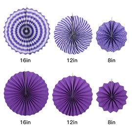 koboome Party Hanging Paper Fan Set, , Round Paper Fans Set Tissue Paper Pom Poms Flowers for Birthday Party Wedding Event Festival Decorations (Purple)