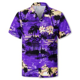 Cromoncent Matching Hawaiian Outfits for Family, Dad and Son Matching Luau Beach Tropical Shirts Mommy Daughter Hawaiian Outfit，Hawaiian Shirt，Hawaiian Purple,X-Large