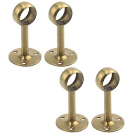 Coshar Heavy Duty Stainless Steel Shower Curtain Closet Curtain Rod Holder 1-Inch(25mm) Dia. Ceiling-Mounted & Wall-Mounted Bracket Closet Pole Flange Sockets Drapery Rods Supports - 4Pcs Gold