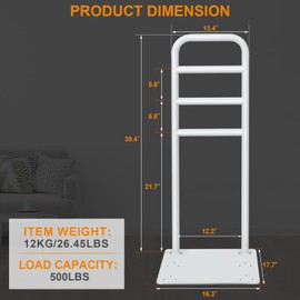 HomiShare Heavy-Duty Adjustable Stand Assist Aid for Elderly - 500 lbs Capacity, Portable Sit-to-Stand Lift Assist for Couch, Chair & Bed - Non-Slip Covers, Easy Assembly, White