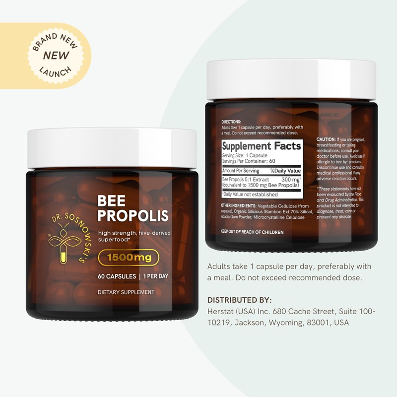 Dr. Sosnowski's Bee Propolis | 1500mg High Potency | Hive-derived