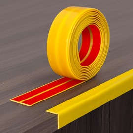 Wall Corner Protector, Peel and Stick Wall Corner Trim, Flexible Rubber Molding Wall Corner Guard, L Shaped Self Adhesive Edge Protector Moulding Trim for Wall Edge Ceiling, Yellow, 3/4in,10Ft