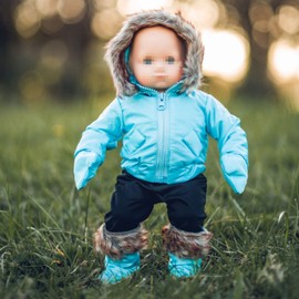 THE QUEEN'S TREASURES 15 Inch Doll Clothes Designed for Use with Bitty Baby Dolls, Blue Snow Suit Jacket, Pants, Mittens, and Boots, Compatible with American Girl's Bitty Baby Twins