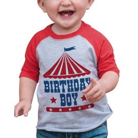 7 ate 9 Apparel Boy's Birthday Circus Red Raglan