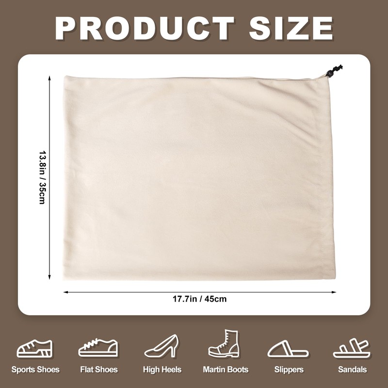 5 Pack Shoe Bags for Travel, Washable Dust Bags Drawstring