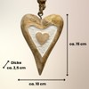 2 x Wooden Heart Pendants, Hearts Each 15 x 10