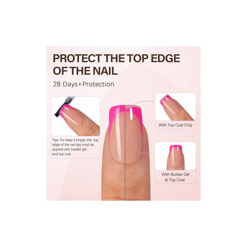 Misssix Uñas Postizas Francesas Xbasictips, 150 Unidades, Uñas Cortas Cuadradas
