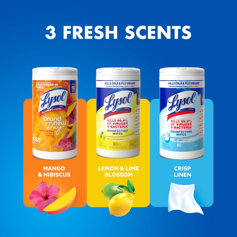 Lysol Disinfectant Wipes Bundle, Dorm Room Essentials, Multi-Surface Cleaning Wipes,