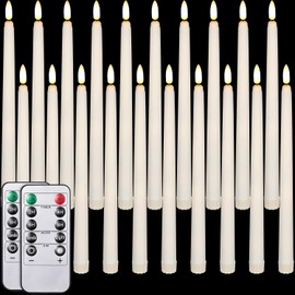 20 Paquetes de Velas Cónicas sin Llama con 2 Mandos a Distancia Velas LED Parpadeantes de Cera Sintética de Marfil Realista a Pilas para Bodas Acción de Gracias Navidad San Valentín