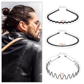 Metal Hair Band, Pack of 3 Hair Bands Men Women, Wave Metal Headband, Non-Slip Elastic Headband, Men's Hair Bands for Men Women, for Outdoor Sports Yoga