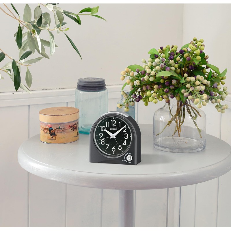 SEIKO Maris Non Ticking Desk/Alarm Clock, Black