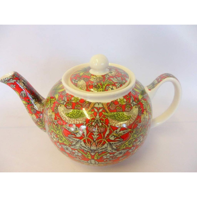 William Morris red Strawberry Thief 2 Cup teapot from The