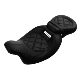 C.C. RIDER Low-Profile Leather Rider Seat Pillion Driver Passenger Seat for Harley Touring Road King Street Glide Road Glide Electra Glide 2009-2023 CVO Touring models 2009-2022