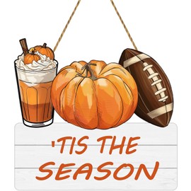 Fall Decorations for Home Fall Door Decor Pumpkin Wall Decor 'Tis The Season Sign Wooden Front Door Hanger for Autumn Thanksgiving Harvest Farmhouse Porch Indoor Outdoor Home Decorations