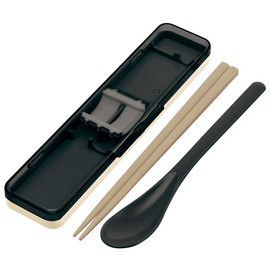 Skater CCS3SAAG Silver Ion Ag+ Antibacterial Retro French Chopsticks & Spoon Set, Black, Made in Japan, 7.1 inches (18 cm)