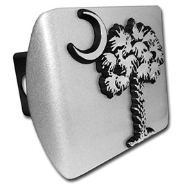 Elektroplate South Carolina Palmetto All Metal Brushed Chrome Hitch Cover for Trucks and SUVs | Fits Standard 2" Trailer Hitch Receivers | Premium Weatherproof