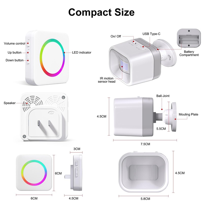 Wireless Driveway Alarm - Motion Sensor Door Chime Motion Detector