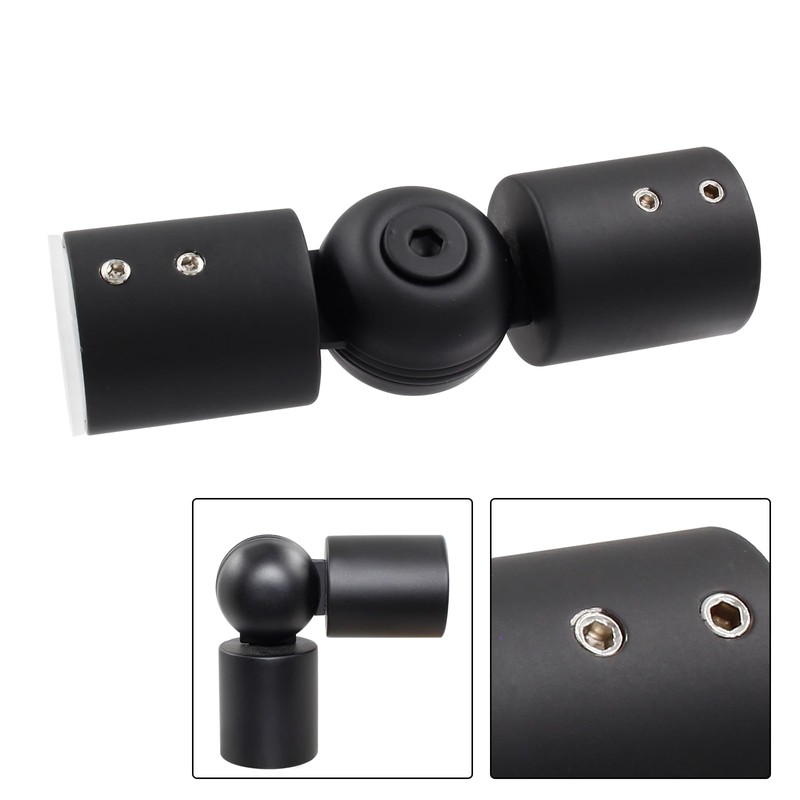 Jiozermi 2 Packs Heavy Duty Curtain Rods Connector, Black Adjustable