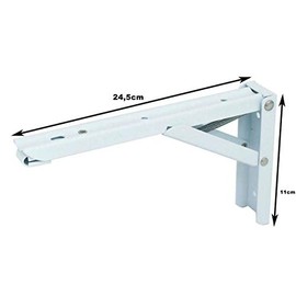 2 x Sturdy Folding Hinges Shelf Angle Folding Angle Stainless Steel Angle Foldable with High Load Capacity in Various Sizes (24.5 x 11 x 1 cm, White)
